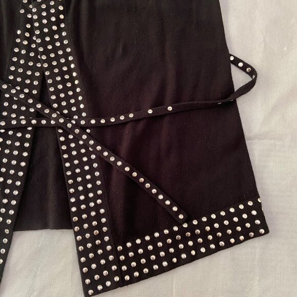 Danier Black Studded Cardigan With Belt Long Sleeve Open Front Womens XS - Picture 5 of 14